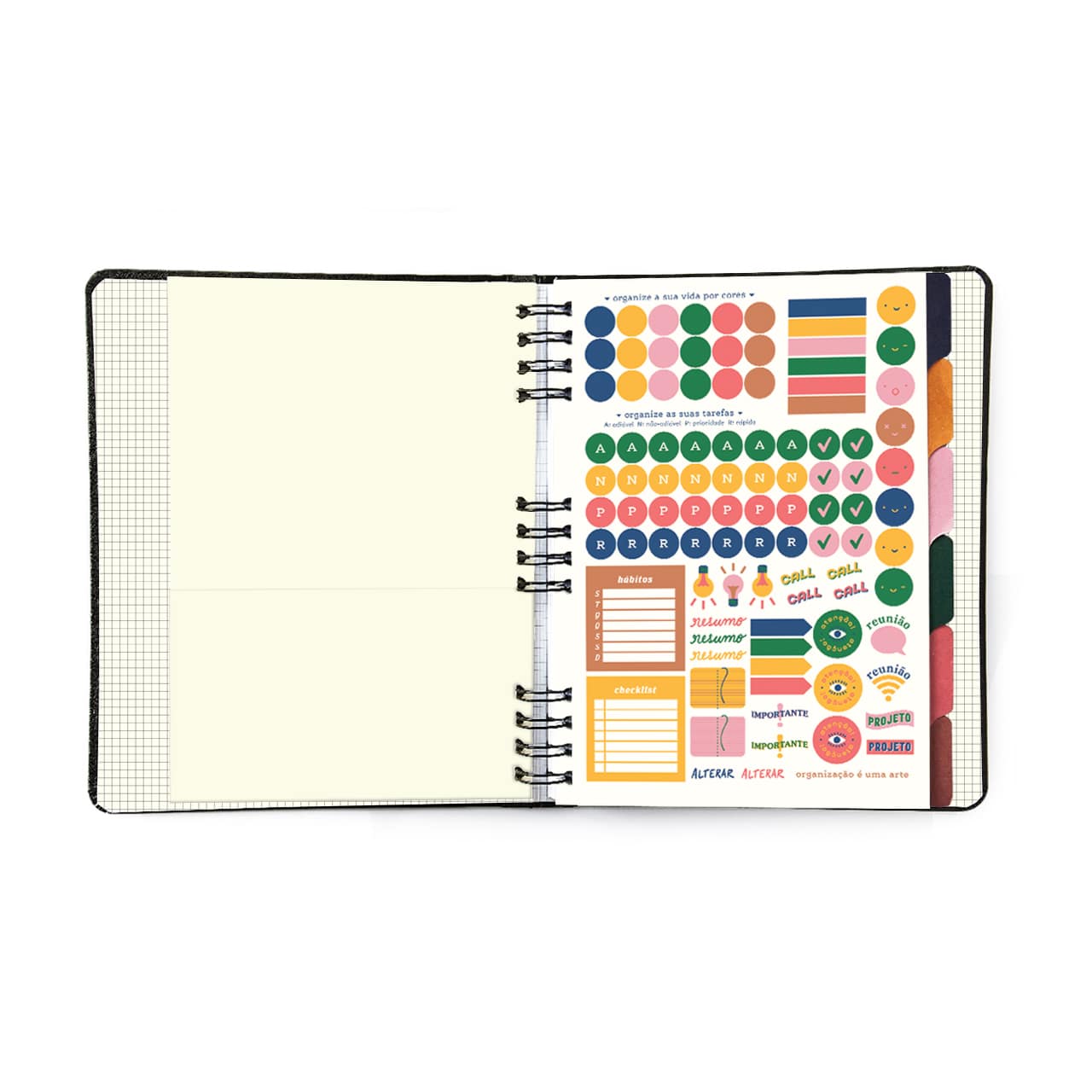 Caderno Organizador - Cícero - Duo Pólen Pautado & Pontado 17x24 Tropicália Preto