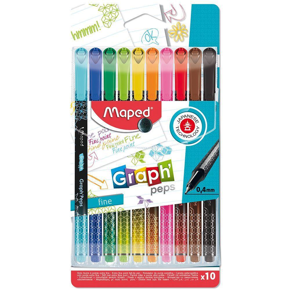 Caneta Fine - Maped - Graph Peps Premium Estojo c/10 Cores
