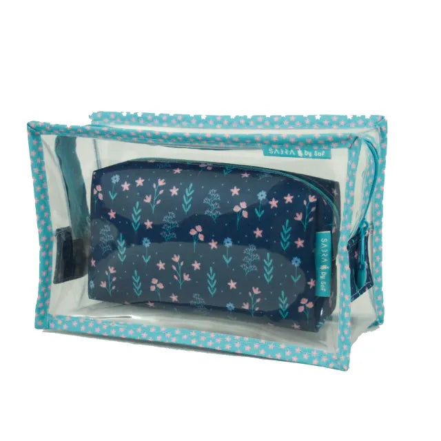 Conjunto Necessaire Retangular Cristal + Godão - Sabra - By Sof Azul