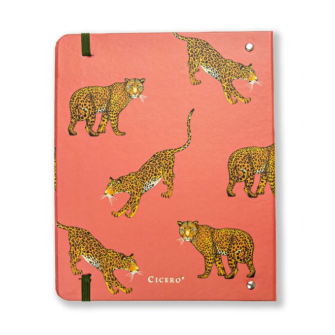 Caderno Criativo Office Argolado Pautado e Pontado - Cícero - A5 Onças Cereja