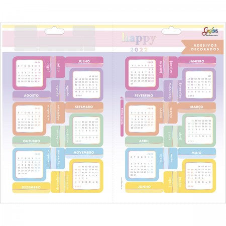 Cartela de Adesivos - Tilibra - Happy Calendário
