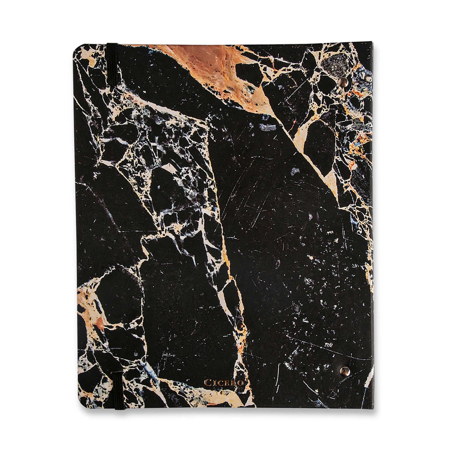 Caderno Criativo Argolado 17x24 Pautado - Cícero - Mármore Preto