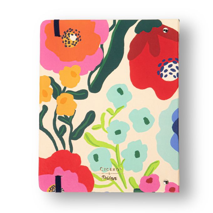 Caderno Criativo Argolado Office Duo - Cícero - Pólen Pautado & Pontado A5 Flores Off White