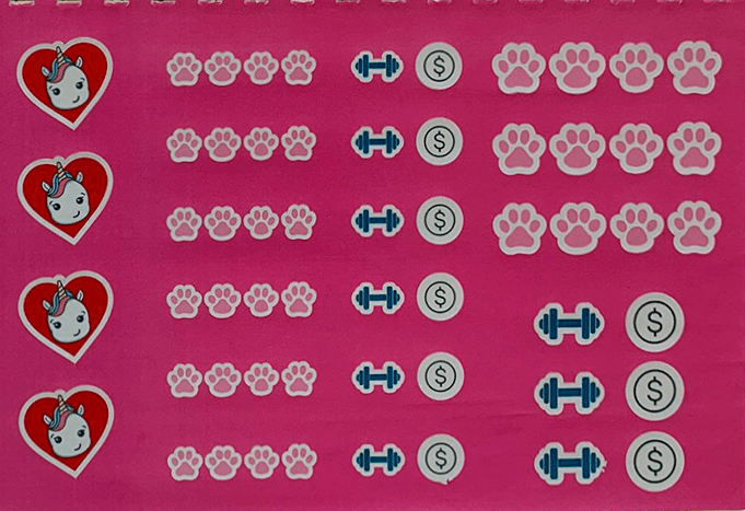 Cartela de Adesivos Reposicionável - Papelaria Unicórnio - Pink Mood A5