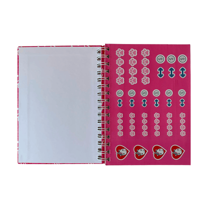 Caderno Flow A5 Pontado - Papelaria Unicórnio -  Pink Mood Rosa Escuro c/ Adesivos