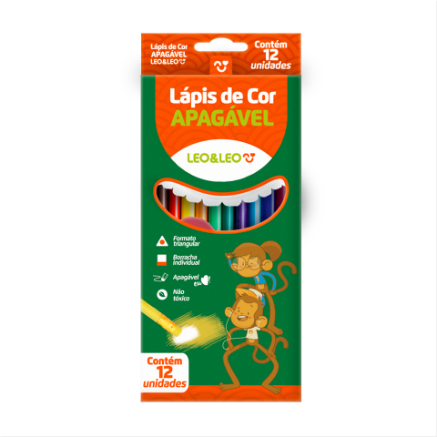 Lápis de Cor Apagável - Leo&Leo - 12 cores