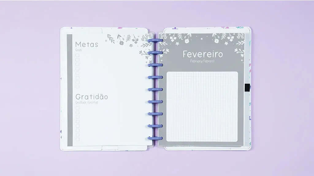 Planner Permanente - Caderno Inteligente - Lilac Fields By Sof 104 Folhas 120g/m²