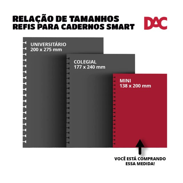 Refil Caderno Mini Smart - DAC - Rosa - 48Fl 138x200mm