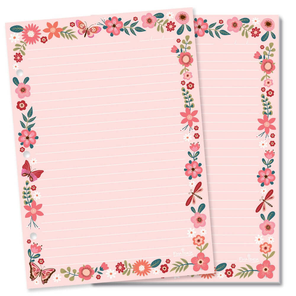 Refil Caderno Argolado Decorado - Fina Ideia - Borboletas 30Fls