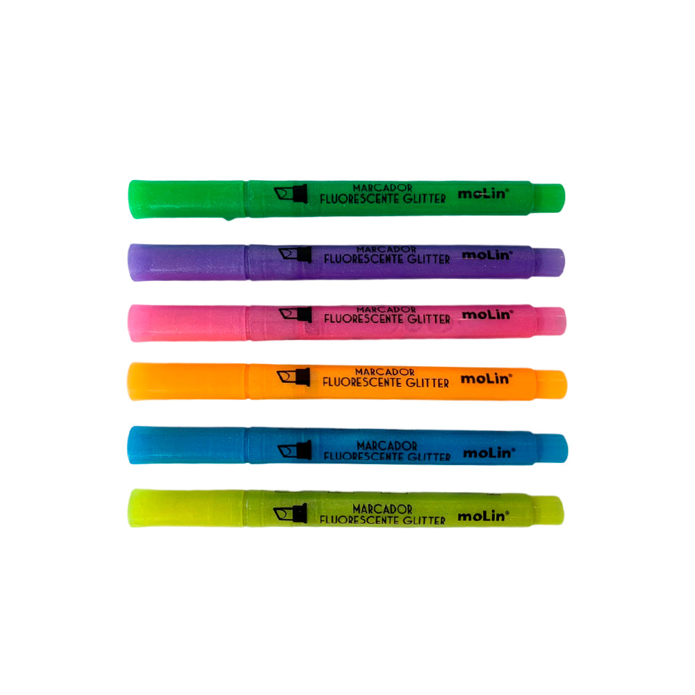 Kit Marca Texto Glitter - Molin - 6 Unidades