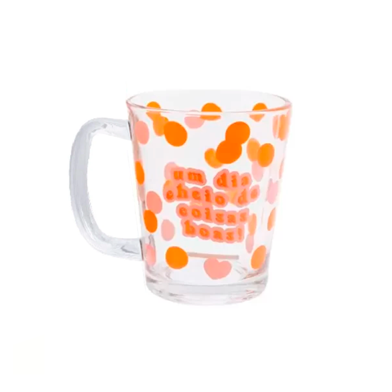 Caneca de Vidro Basic 300ml - Uatt? - Frases Cores e Amores Coisas Boas