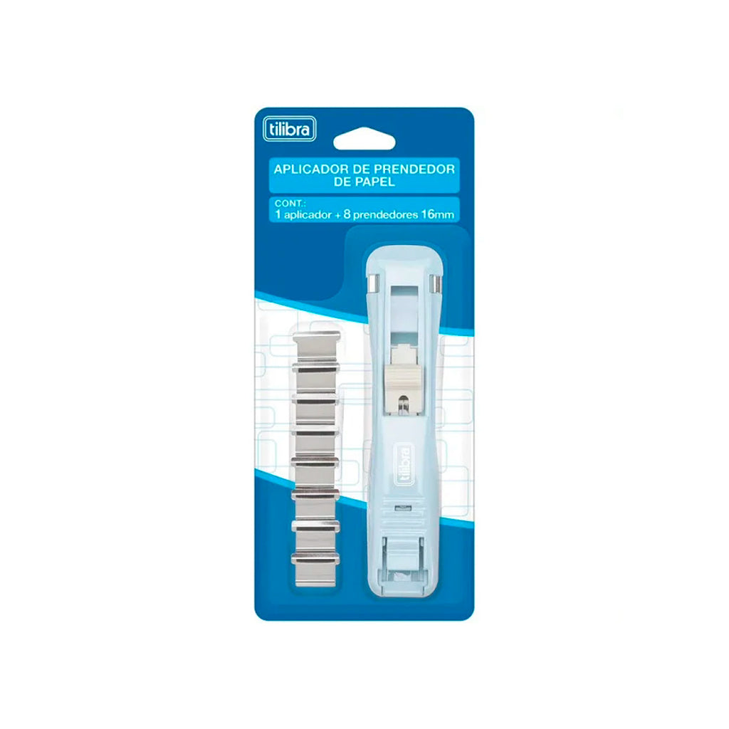 Aplicador de Prendedor de Papel - Tilibra - Azul 1 Aplicador + 8 Prendedores 16mm