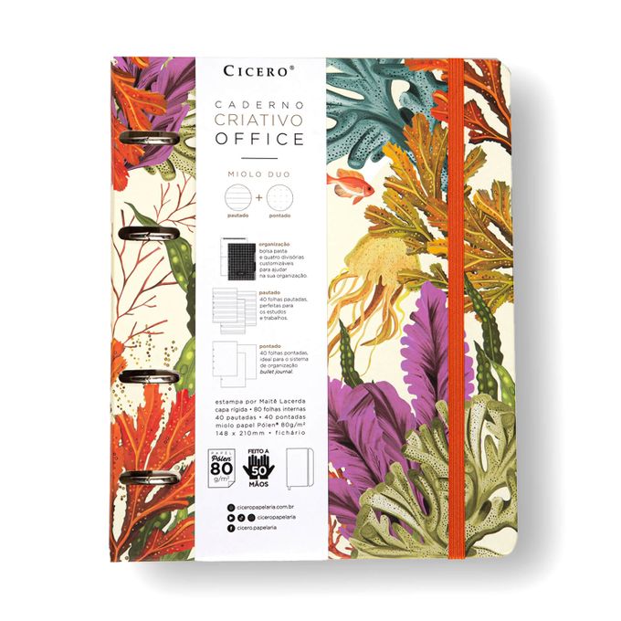 Caderno Criativo Argolado Office Duo - Cícero - Oceano Pautado e Pontado A5 Mergulho