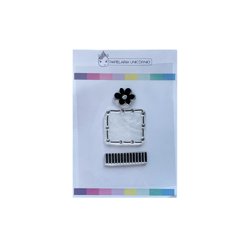 Cartela de Carimbos - Papelaria Unicórnio - Flor Modelo 03