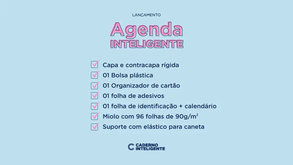 Agenda Inteligente Permanente A5 - Caderno Inteligente - Azul Pastel