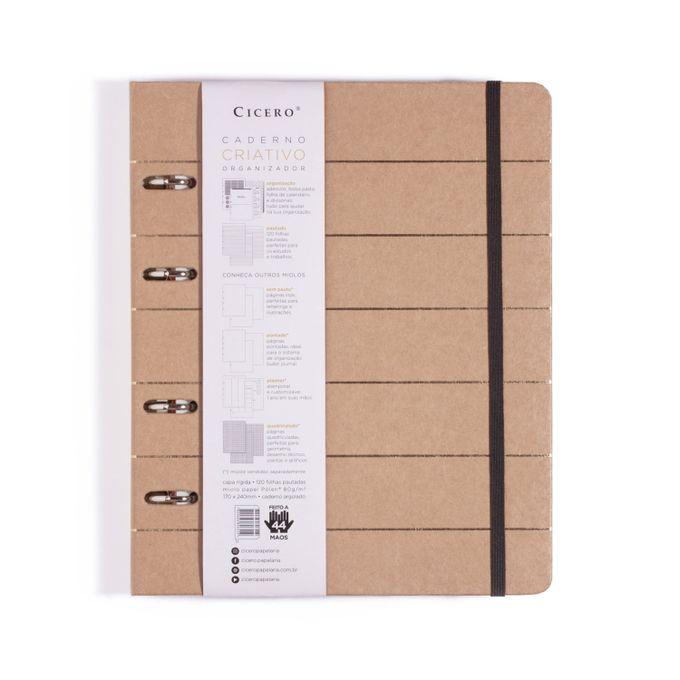 Caderno Criativo Argolado 17x24 Pautado - Cícero - Kraft