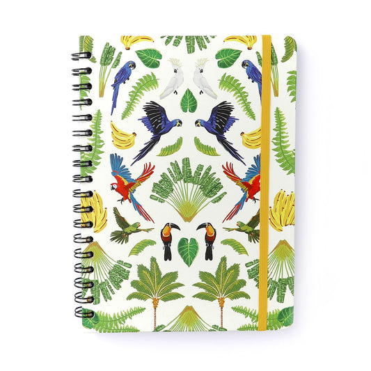 Caderno Wire-o 17x24cm - Cícero - Pautado Pássaros Floresta Tropical Branco