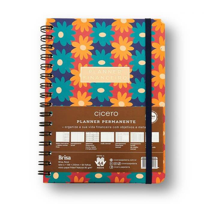 Planner Permanente Wire-o Financeiro - Cícero - 14,8x21cm Brisa Floral