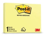 Bloco de Notas Adesivas Amarelo 100FLS 76 x 102mm - Post-it 3M - Kit 5 Unidades