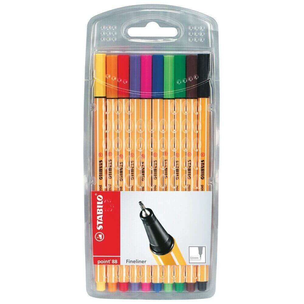 Caneta Fineliner - Stabilo - Point88 Estojo c/ 10 Cores