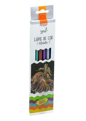 Lápis de cor - BRW - Metalizado - Estojo c/ 6 cores