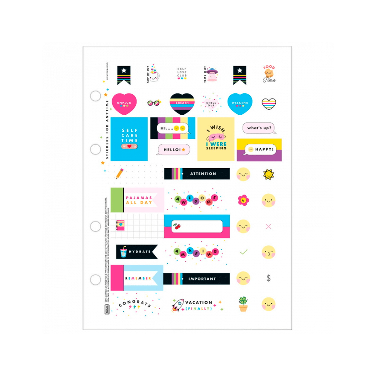 Refil Caderno Argolado Colegial - Tilibra - Happy Capa Listras 80 Folhas 56g/m²