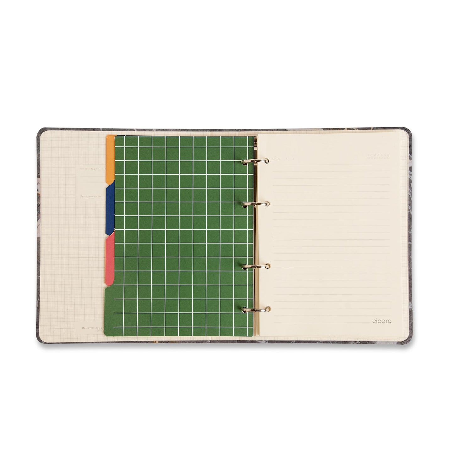 Caderno Criativo Argolado - Cícero - Office Duo Clássica Pautado & Pontado A5 Verde Oliva
