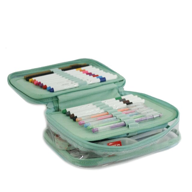 Estojo Box - Sabra - 100 pens - Cristal Verde Bebê