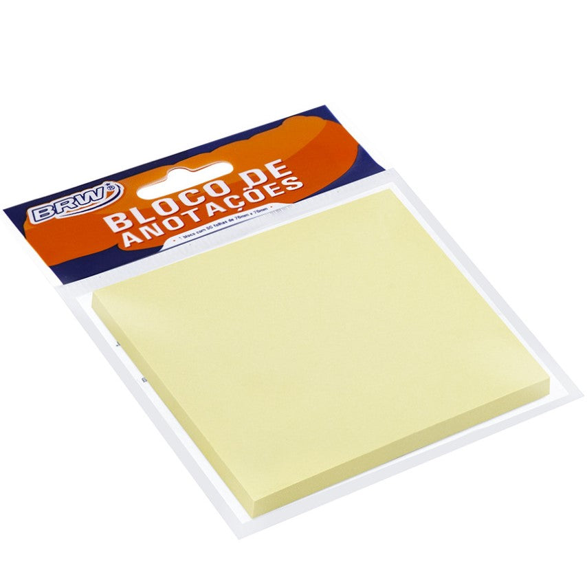 Bloco Adesivo BRW Amarelo - 50 folhas