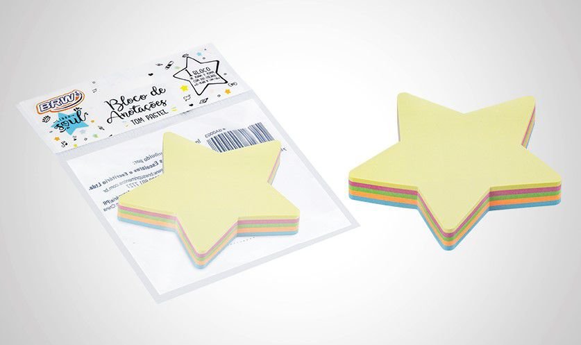 Bloco Adesivo BRW Estrela 5 cores