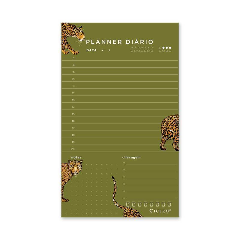 Planner Permanente Bloco Diário - Cícero - Onças 12x20 Verde
