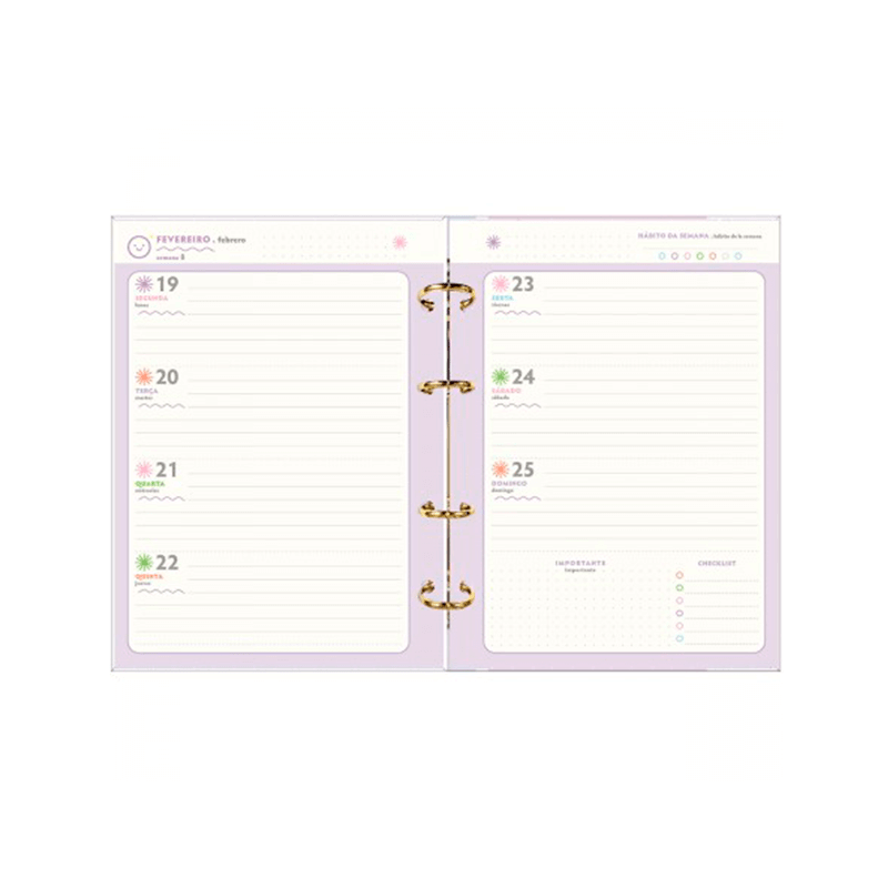 Planner Argolado 2024 - Tilibra - Happy 17,7x24cm 88 Folhas 90g/m²