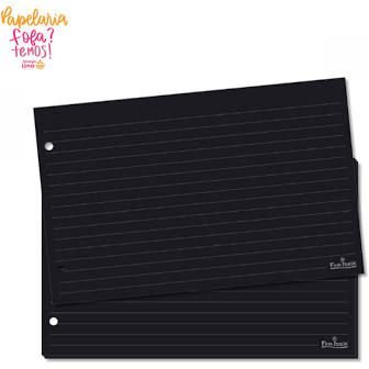 Bloco Fichas Fina Ideia Preto Pautado - 5" x 8" - 30 folhas