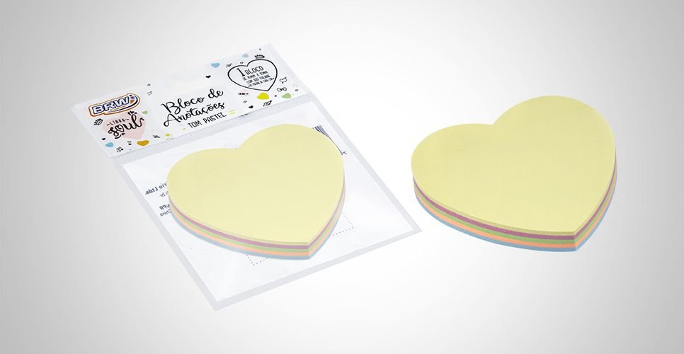 Bloco Adesivo BRW Coração 5 cores
