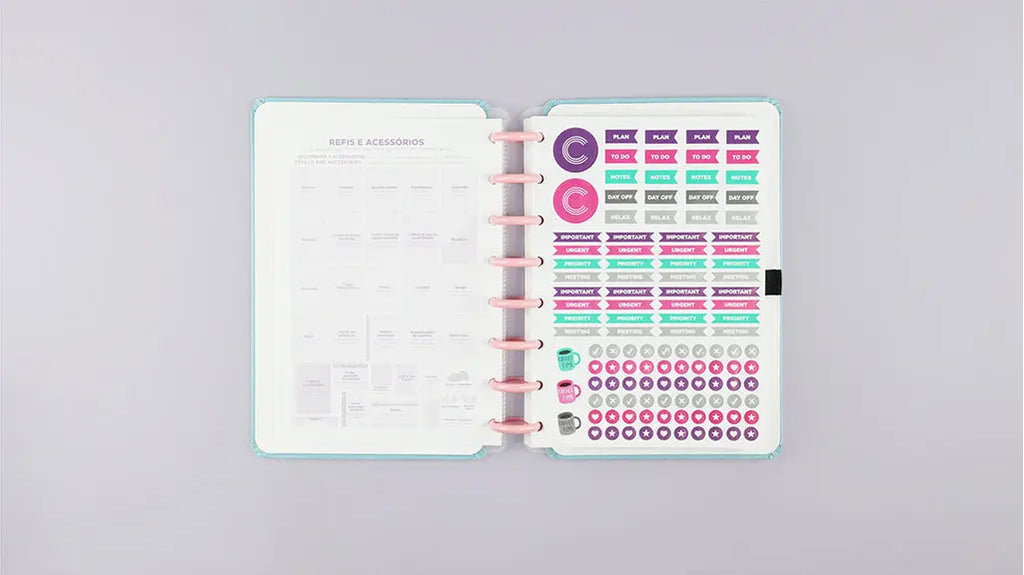 Agenda Inteligente Permanente A5 - Caderno Inteligente - Azul Pastel