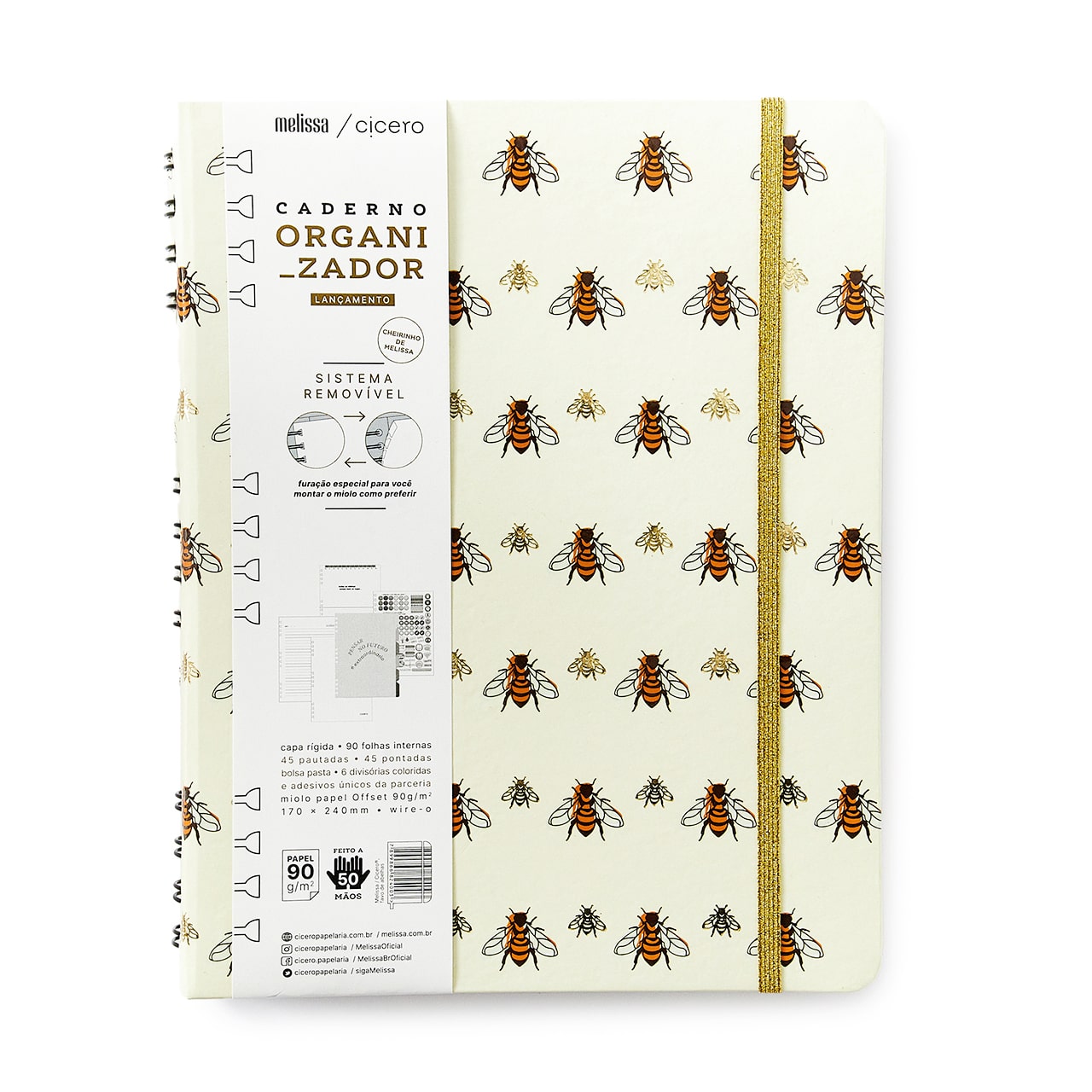 Caderno Organizador - Cícero - Duo Melissa Pautado & Pontado 17x24 Favo de Abelhas