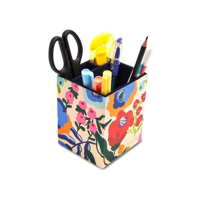 Porta Lápis - Cícero - Pólen Flores c/ Divisórias 9x9x11