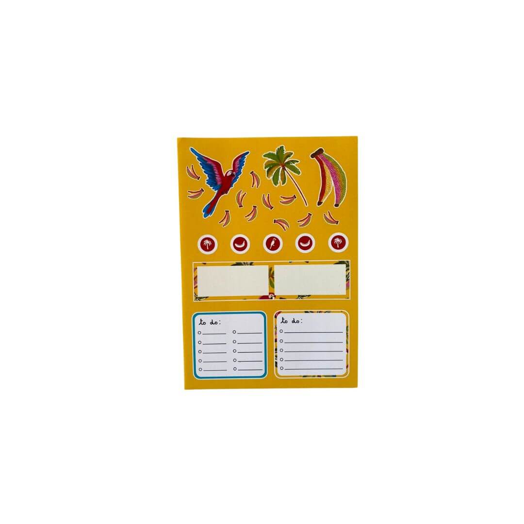 Cartela de Adesivos - Papelaria Unicórnio - Arara e Bananas A6