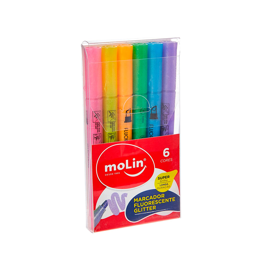 Marca Texto Glitter - Molin - Estojo com 6 unidades