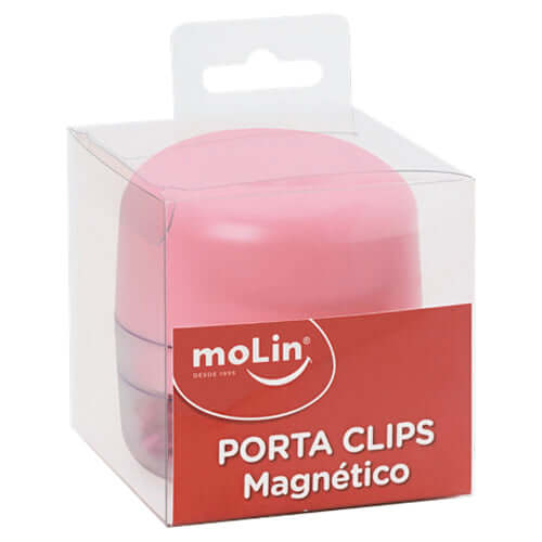 Porta Clips Magnético Rosa - Molin - Acompanha 50 Clips de 28mm