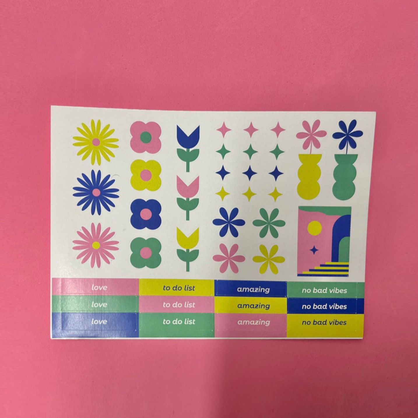 Cartela de Adesivos - Papelaria Unicórnio - Florir