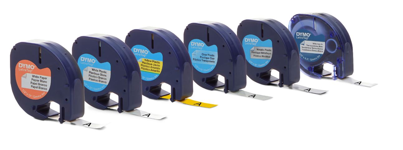 Fita Plástica para Rotulador LetraTag - Dymo - 12mm x 4m Amarela
