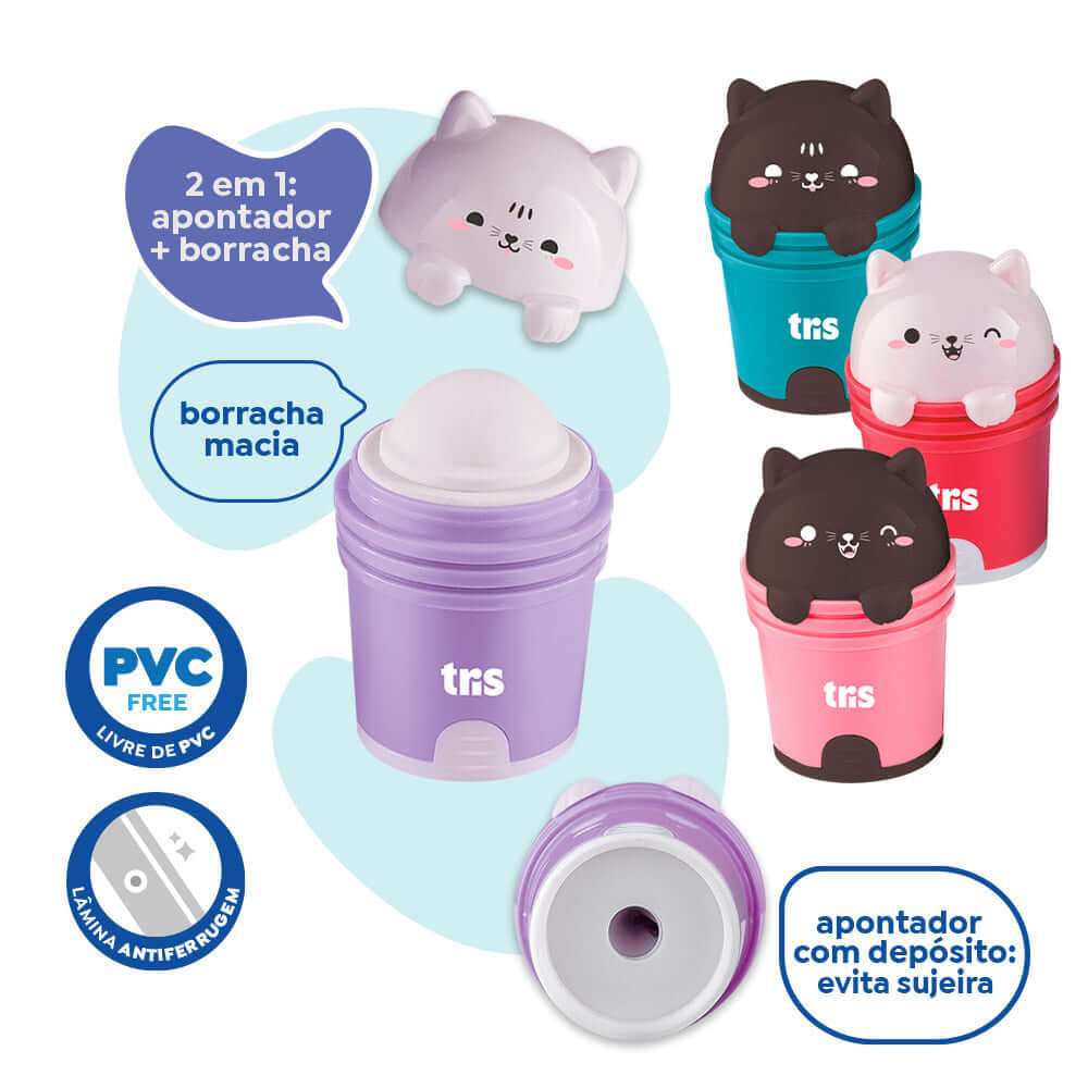 Apontado c/ Borracha - Tris - Gatinho Kitty