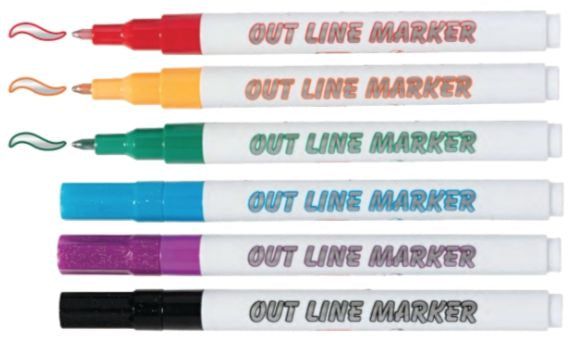 Marcador Permanente - Molin - Metálica Outline Estojo c/ 6 cores