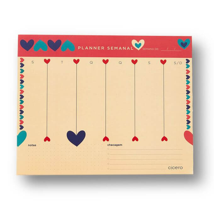 Planner Permanente Bloco Semanal - Cícero - 24,5x20,3cm Brisa Romance