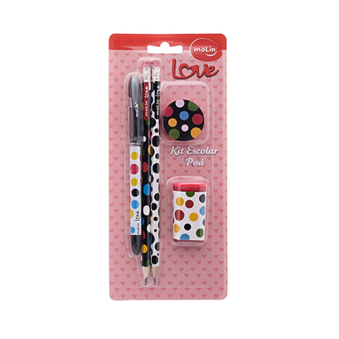 Kit Escolar- Molin- Love Poá 5 itens