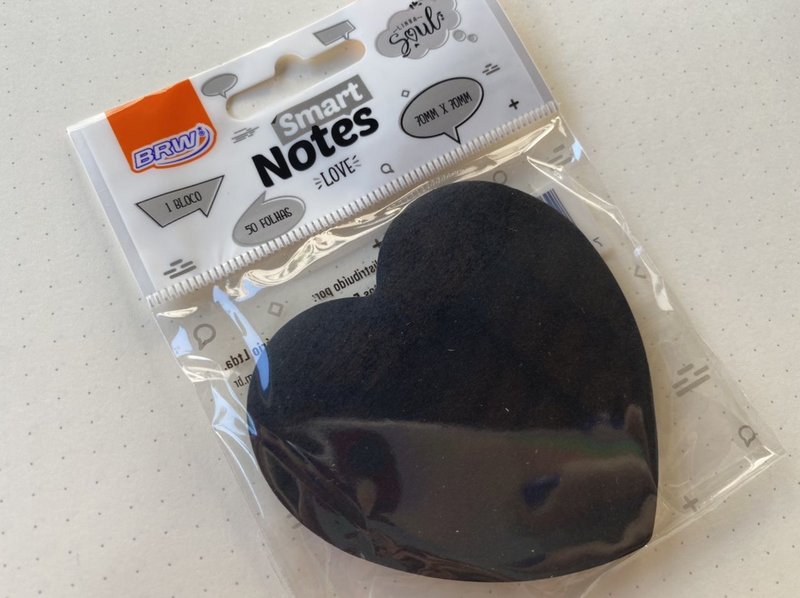 Bloco Adesivo BRW Preto Coração 50 folhas