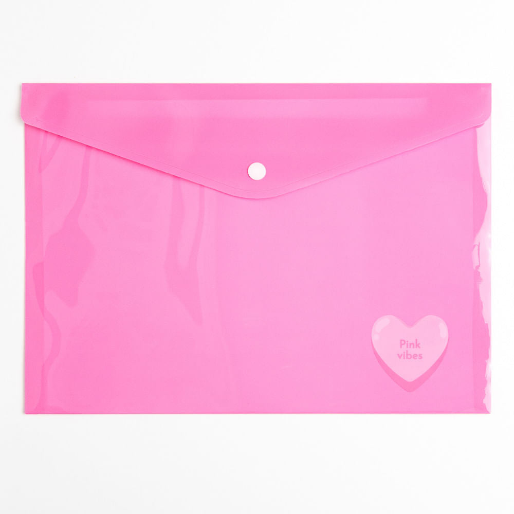 Pasta Plástica Envelope - LeoArte - Pink Vibes Coração