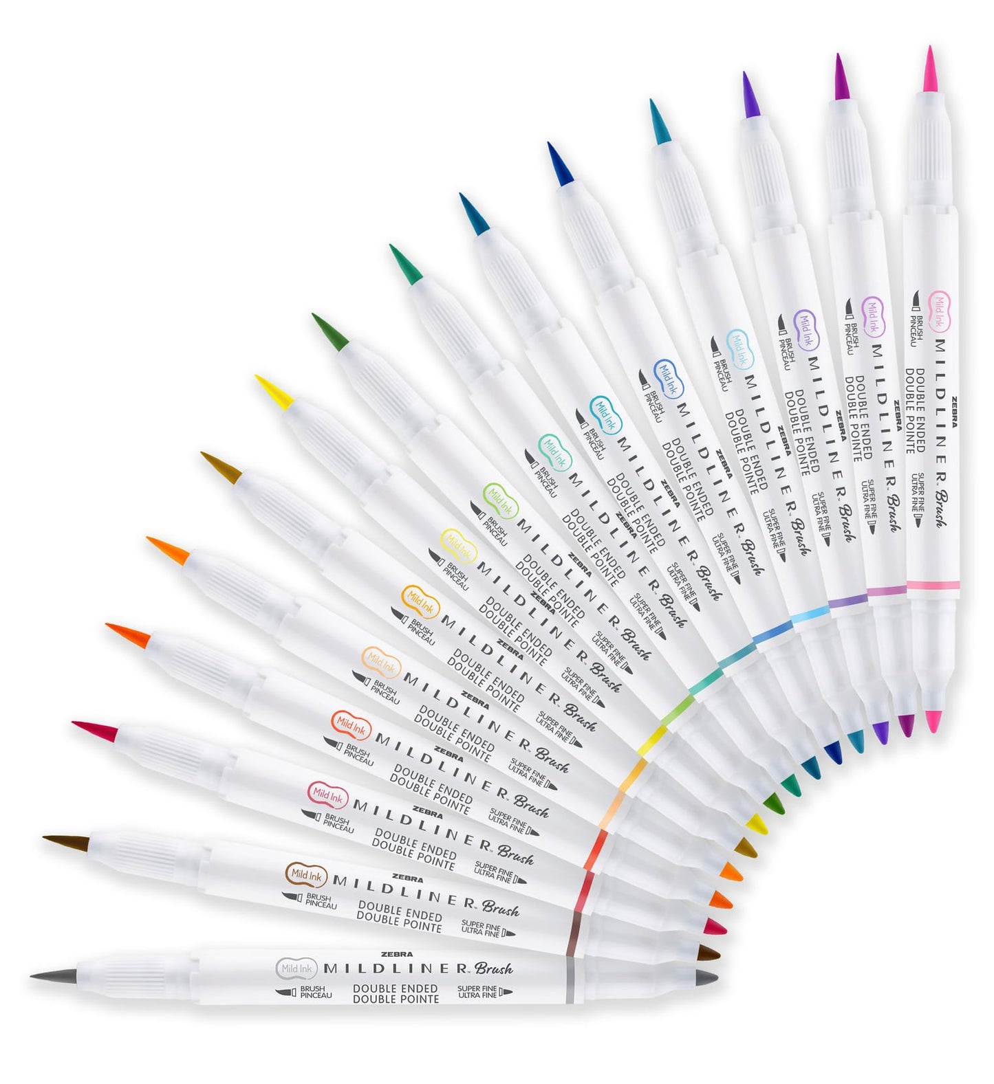 Caneta Brush - Zebra - Ponta Dupla Mildliner 15 Cores