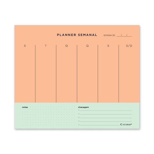 Planner Permanente Semanal - Cícero - Pastel Block 24,5 x 20,3cm